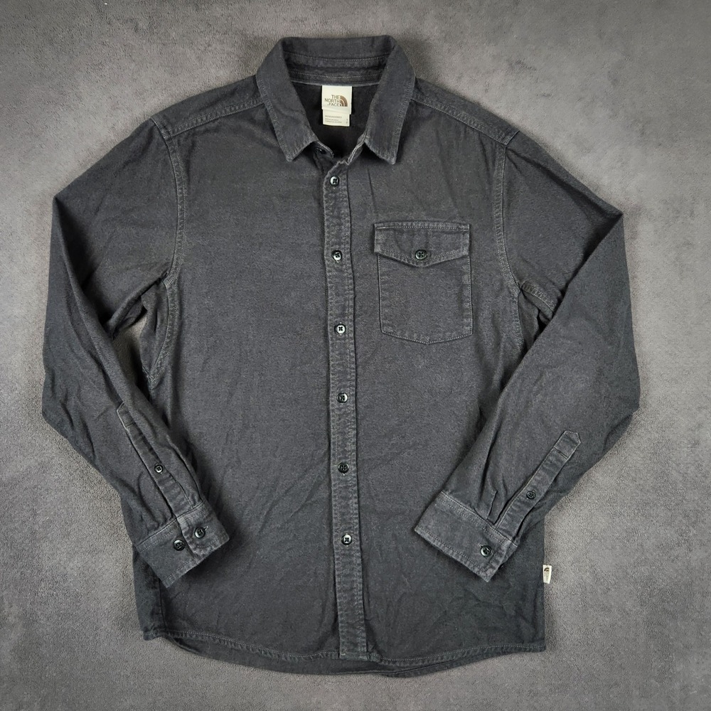 The North Face Arroyo Flannel Shirt Mens Small Gray Long Sleeve Button Up Cotton